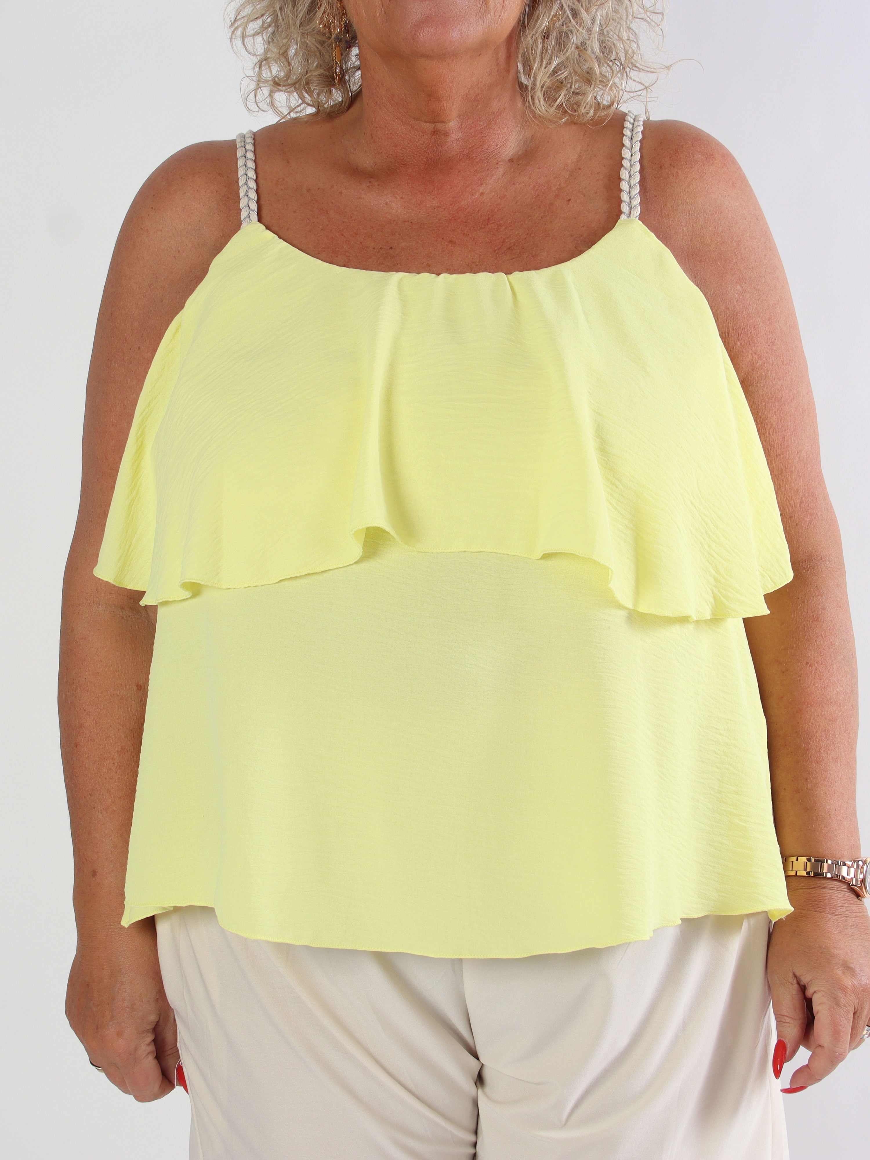 Blanca Top - Plus size topp med volanger och flätade band